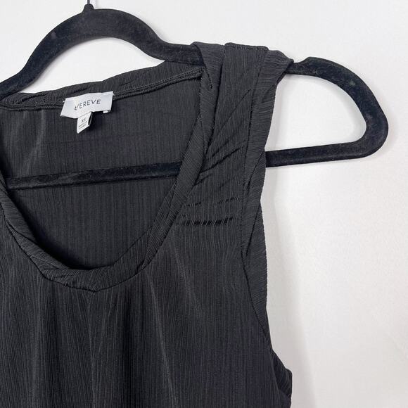 Evereve XSmall XS Black Crinkle Twist Scoop Neck Sleeveless Tank Top Textured - Picture 3 of 8
